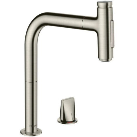 mitigeur cuisine 2 trou s 200, douchette extract. 2 jets, sBox aspect acier inox