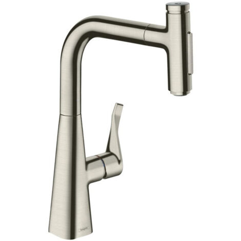 mitigeur cuisine 240,avec douchette extractible 2 jets, sBox aspect acier inox