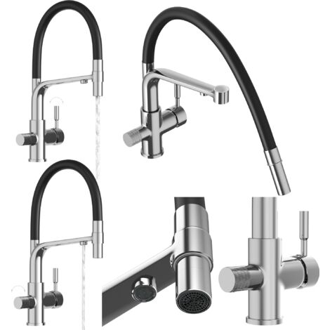 Mitigeur Cuisine 3 Voies Chromé Granitan Node pour Filtration d'Eau