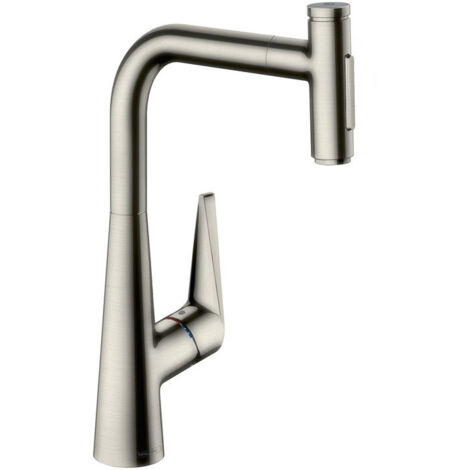 mitigeur cuisine 300,avec douchette extractible 2 jets, sBox aspect acier inox