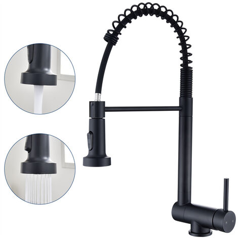 Mitigeur cuisine avec douchette Robinet de Cuisine à Ressort Robinetterie de cuisine Rotation 360° Robinet d'Evier 2 Jets au Choix en Laiton Chromé