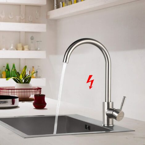 Mitigeur cuisine basse pression 360° – Robinet à levier unique en acier inoxydable SUS304, évier de cuisine avec 3 raccords