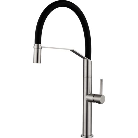 Mitigeur cuisine chromé avec flexible noir mat DEVA