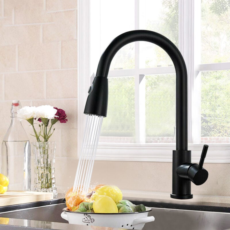 Mitigeur Cuisine Douchette Extractible Robinet Evier en Acier Inox 304 Mitigeur Cuisine Pivotant à 360°