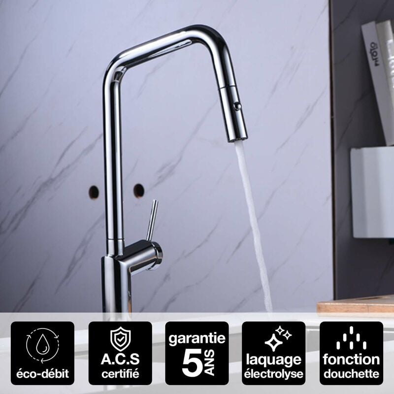 Imex Products - Robinet Mitigeur de Cuisine anti-calcaire avec Douche anti-calcairette Chrome imex bonn GCE024