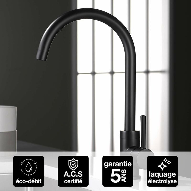 Imex Products - Robinet Mitigeur de Cuisine anti-calcaire Noir Mat imex lyon GCR002/NG