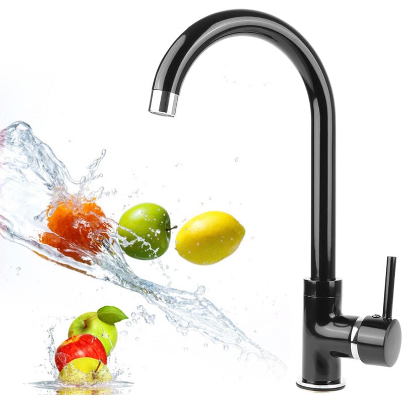 Skecten - Mitigeur Cuisine Noir Robinet de Cuisine en Laiton