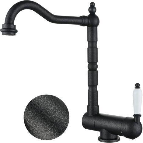 Mitigeur Cuisine Rabattable Noir, Laiton Robinet Cuisine Pliable Mitigeur De Cuisine Sous Fenêtre Avec Bec Orientable 360° Robinetterie Evier Rabattable Devant Fenêtre (frosted/black)