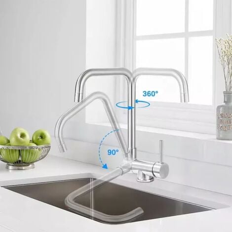 ZAMERY Doré Mitigeur Évier avec Bec Haut d'Évier à Arc Élevé pulvérisateur escamotable 2 Modes de Pulvérisation en Laiton