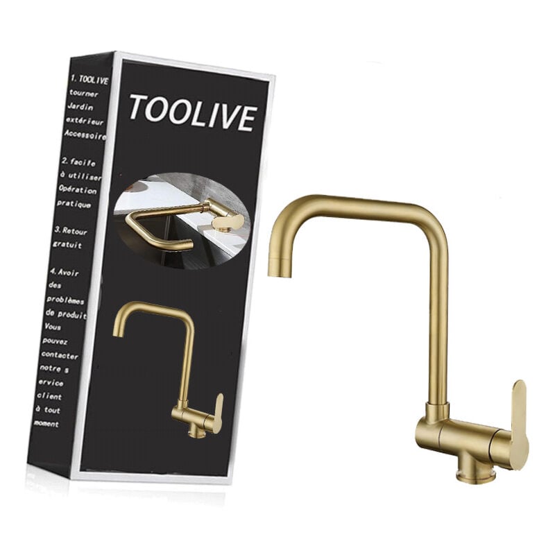 Bluedeer - Mitigeur Cuisine Rabattable,robinet Cuisine Rabattable D'or Brossé En Acier Inoxydable,Robinet Pliable Moderne