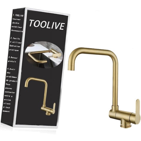 TOOLIVE Mitigeur Cuisine Rabattable,robinet Cuisine Rabattable D'or Brossé En Acier Inoxydable,Robinet Pliable Moderne