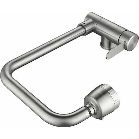 -Mitigeur Cuisine Rabattable,robinet Cuisine Rabattable Sous Fenetre Avec 2 Jets, acier inoxydable 304 Robinet Évier Pivotant à 360° (Nickel Brossé)
