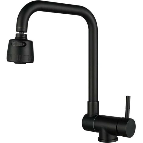 -Mitigeur Cuisine Rabattable,robinet Cuisine Rabattable Sous Fenetre Avec 2 Jets, acier inoxydable 304 Robinet Évier Pivotant à 360° (noir)