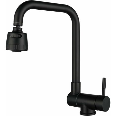 -Mitigeur Cuisine Rabattable,robinet Cuisine Rabattable Sous Fenetre Avec 2 Jets, acier inoxydable 304 Robinet Évier Pivotant à 360° (noir)