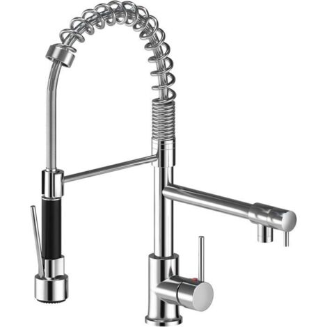 Mitigeur Cuisine Robinetterie à Ressort Douchette Inox Extractible