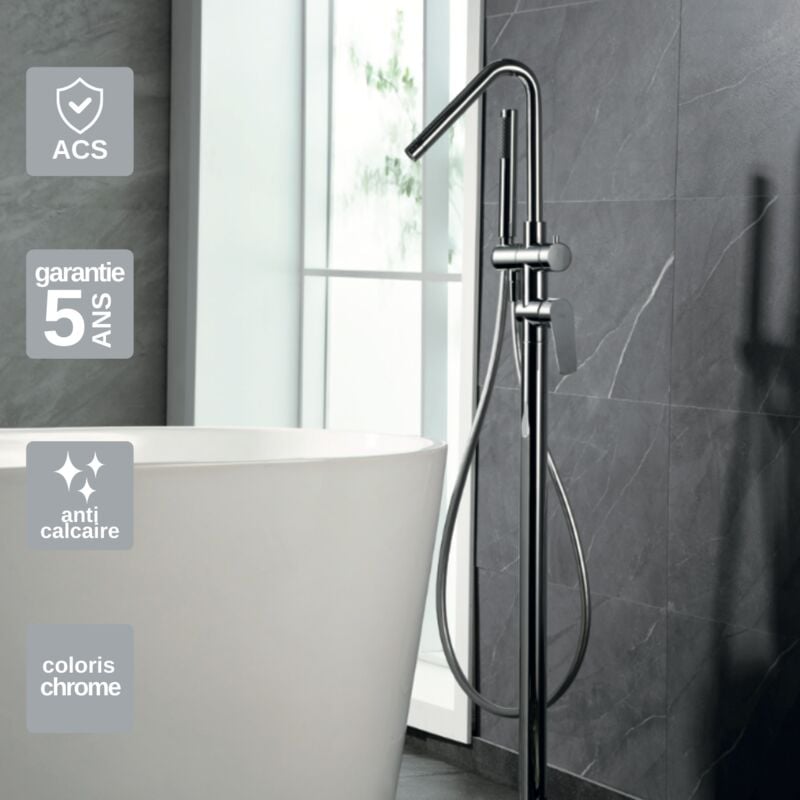 Mitigeur de Baignoire anti-calcaire sur pied Chrome imex belgica BBEZ044