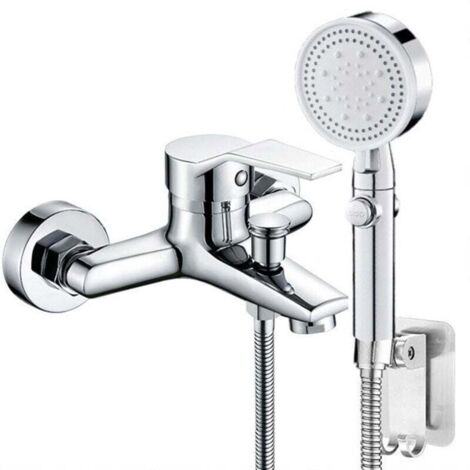 Mitigeur de Baignoire avec Douchette 5 Modes Monocommande Flexible Robinet pour Baignoire Argent