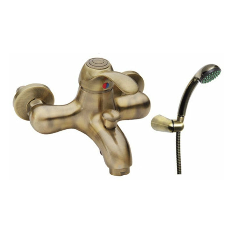 Mitigeur de baignoire complet en laiton bronzé ancien