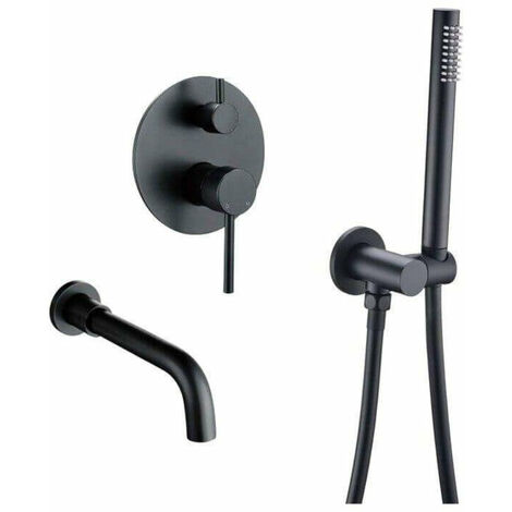 Mitigeur de baignoire encastrable noir mat – Douchette anticalcaire PVC – Débit 4 L/min – Pression 1.5 à 4 bars – Installation avec boîtier ajustable