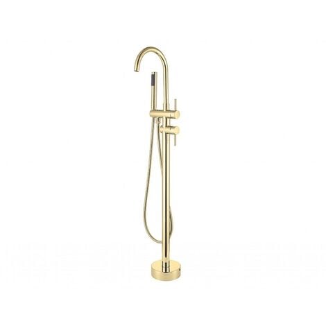 SENSEA - Robinet mitigeur de baignoire - finition dorée - avec pommeau de  douche et flexible - PUNA