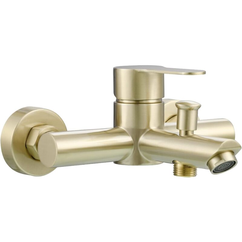 Mitigeur de Baignoire Monocommande en Acier Inoxydable Robinet Thermostatique Lavabo Mural pour Salle de Bain