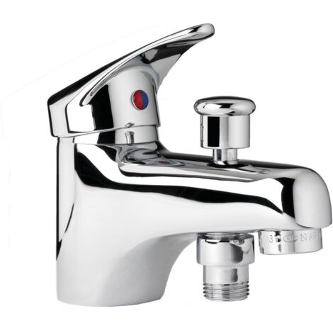 Mitigeur de baignoire monotrou – Finition chrome – Mousseur anticalcaire – Raccordement flexible pré-monté – Manette en métal ergonomique – Kramer