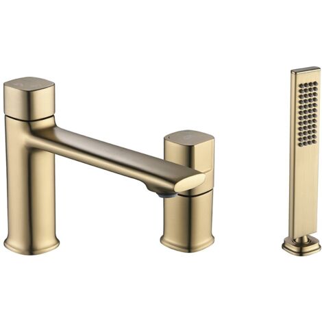 Mitigeur de baignoire sur pied 3 trous LAVEO Tores, or brossé