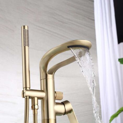 Mitigeur de Baignoire sur Pied Doré Stim – Cascade & Douchette à Main