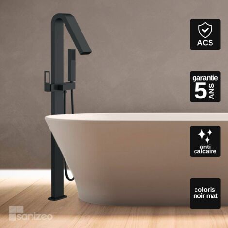 Mitigeur de baignoire sur pied noir mat - Design Moderne et Économie d'eau - SUECIA IMEX