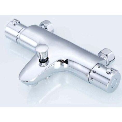 Mitigeur de baignoire thermostatique, robinet, mitigeur de douche avec thermostat, cuivre plaqué, montage sur baignoire