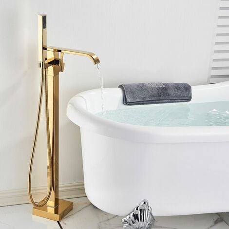 Mitigeur Bain Douche Cascade Mitigeur de Baignoire avec Plateau de  Rangement Robinet de Bain en Laiton Chromé pour Salle de Bains