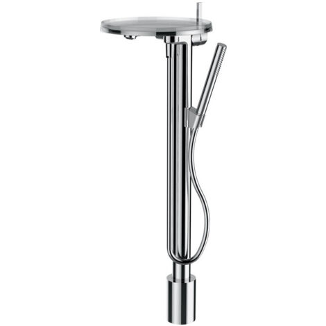 Mitigeur de bain sur pied KARTELL avec disque décoratif chrome transparent LAUFEN
