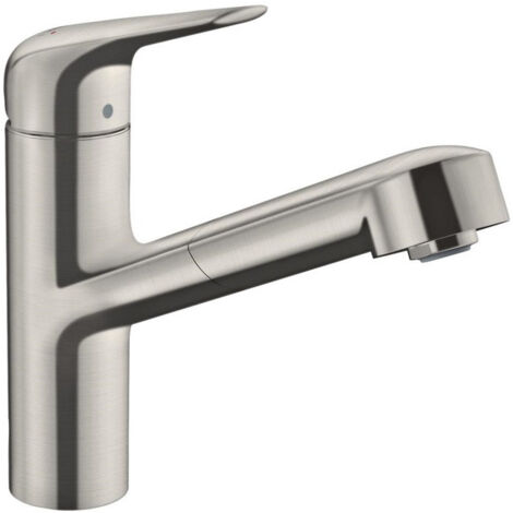 mitigeur de cuisine 150,avec douchette extractible 1 jet aspect acier inox