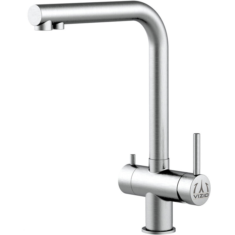 Vizio - Robinet de Cuisine Mitigeur 3 voies en acier inoxydable chirurgical 316 brosse mat robinet bec pivotant 360