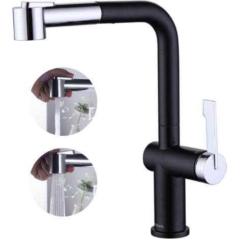 Mitigeur de Cuisine avec 2 Modes de Sortie D'eau - CECIPA Mitigeur de Cuisine avec Douchette Extractible - Robinet d'eau Chaude et Froide
