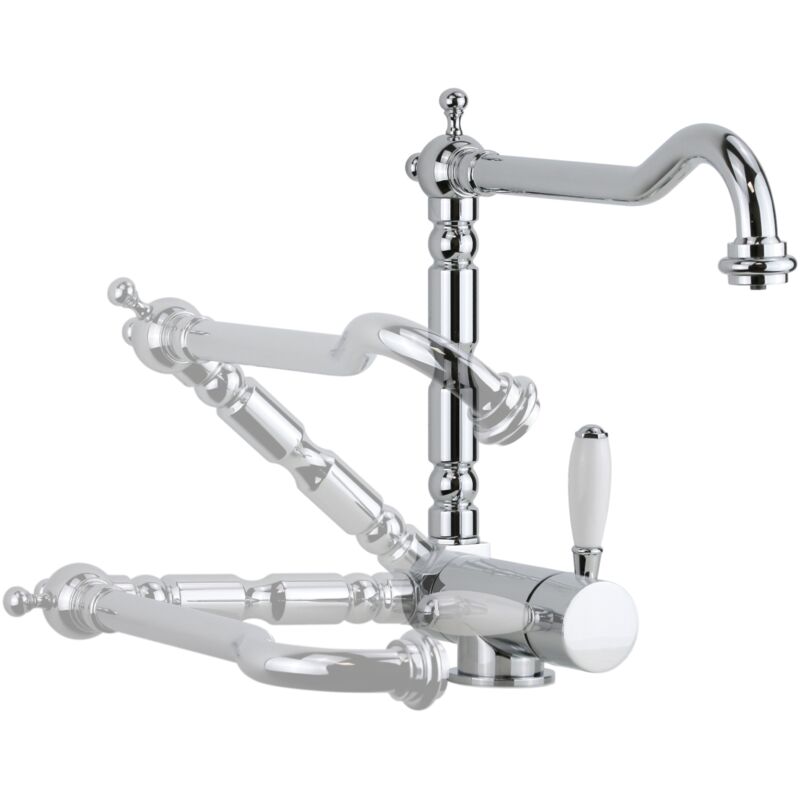 Mitigeur de cuisine avec bec rabattable 4 voies, eau filtrée, bec chromé antique Pollini FILTRA OLD 52000120000 Chromé