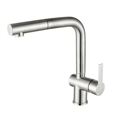 Mitigeur de Cuisine avec Douchette Extractible Robinet Cuisine Brossé Mitigeur d'Evier 360° Rotatif Robinetterie Cuisine en Acier Inox