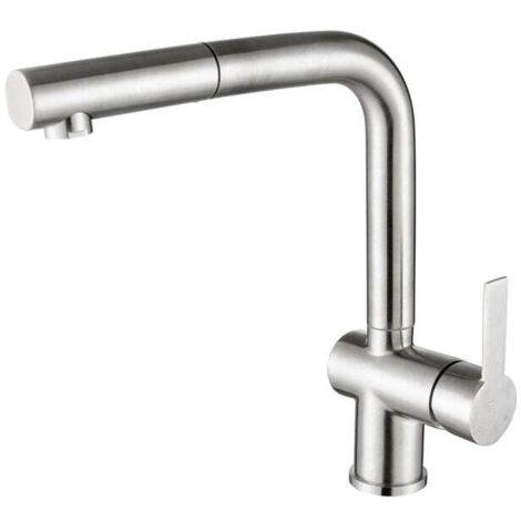 Mitigeur de Cuisine avec Douchette Extractible Robinet Cuisine Brossé Mitigeur d'Evier 360° Rotatif Robinetterie Cuisine en Acier Inox