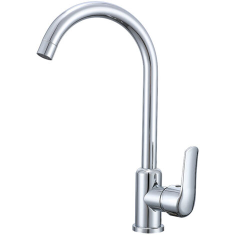 Mitigeur de cuisine avec flexible G3/8 x M10, robinet de cuisine en acier inoxydable avec bec pivotant à 360°, robinet d'évier de cuisine à arc à poignée unique avec sortie d'eau haute