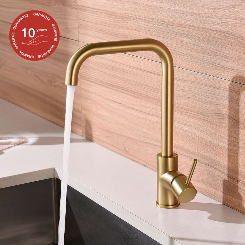 Poalgi - Mitigeur de cuisine bec haut sky bath or brossé pvd Inox S304 série comfort