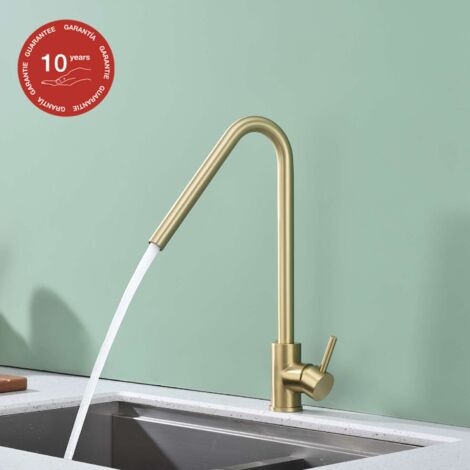 Mitigeur de cuisine bec haut SKY BATH or brossé PVD Inox S304 série TALENT