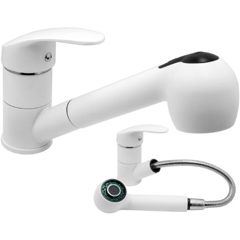 Mitigeur de Cuisine Blanc avec Douchette Extractible Granitan Hand