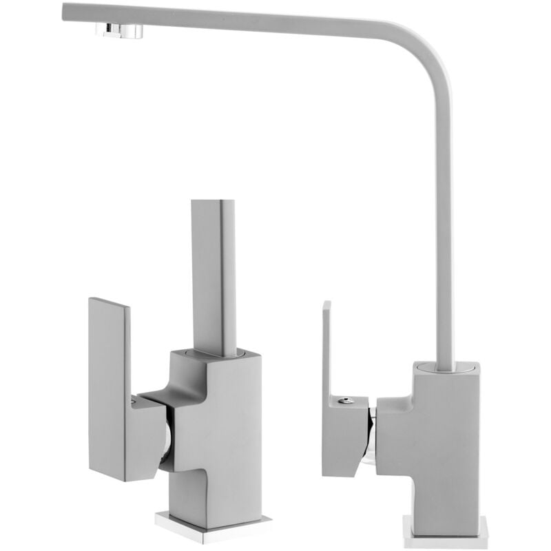 Granitan - mitigeur de cuisine carré robinet perro gris