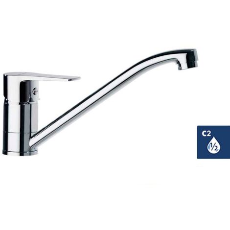 Mitigeur de cuisine chromé bec orientable – Système Termostop Block – Débit 12 l/min – Installation facile sur évier standard – Ramon Soler