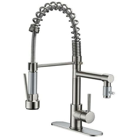 ZAMERY Mitigeur de cuisine douchette Douche à ressort 360° raccords d'évier pivotants,robinet de cuisine et douche coulissante Double Fonction Haute pression brossé