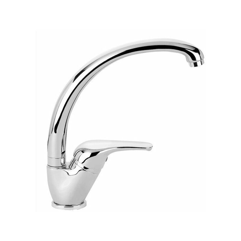 Mitigeur de lavabo, évier pour cuisine en laiton chromé avec bec haut