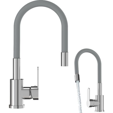 Mitigeur de cuisine Granitan Grado Bec Flexible 360° Gris-Chrome Hauteur réglable 54 cm