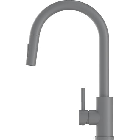 Mitigeur de cuisine Granitan Loseto gris avec douchette extractible - 2 jets - Hauteur 39 cm