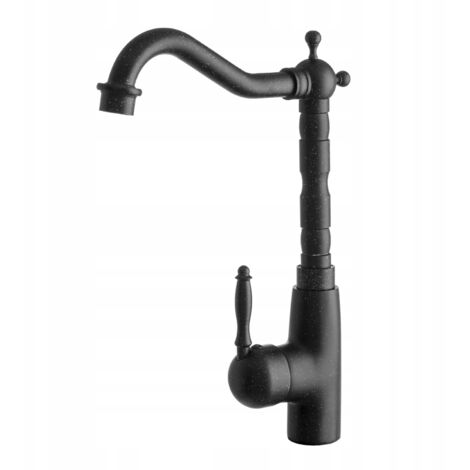 Mitigeur de Cuisine Granitan Rétro Noir Moucheté - Robinet en Laiton avec Bec Pivotant 360° et Tête Céramique