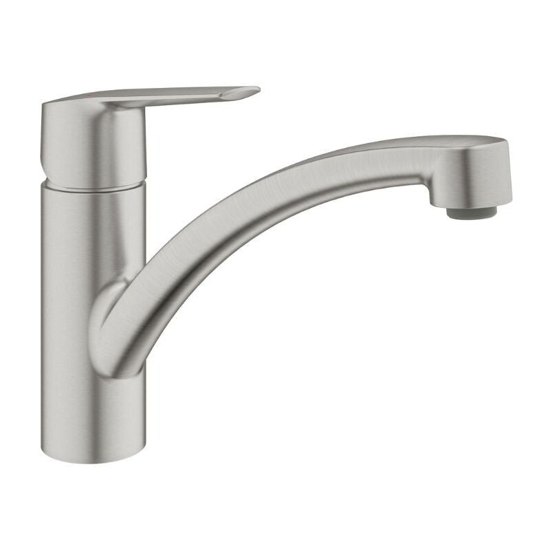 Mitigeur évier start Grohe 32441DC2 QuickFix Plus - bec bas- rotation 140° - inox brossé